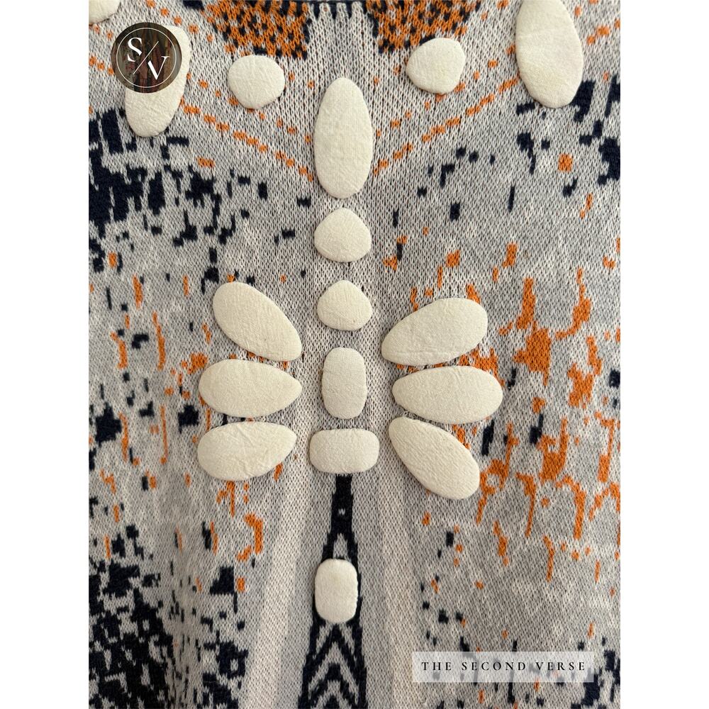 Celia Prado Sleeveless Knit Short Dress Abstract Boho Embellished Size S - Picture 3 of 9